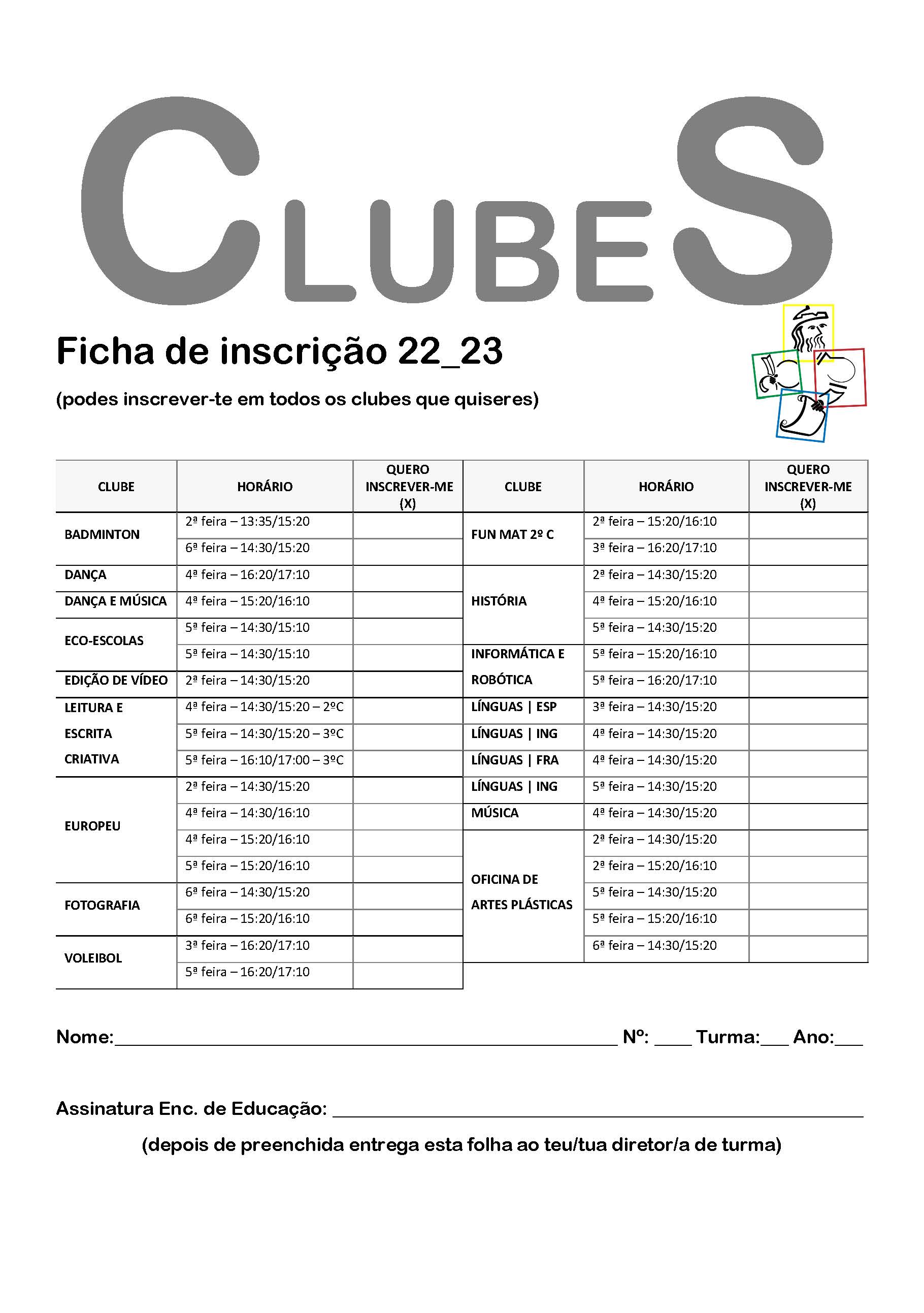 Ficha inscricao Clubes 21 22